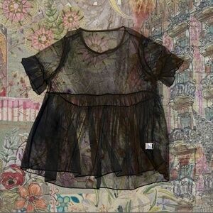 Sheer Black Ruffle Top